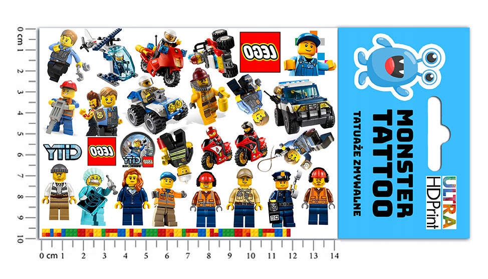 ZESTAW NAKLEJKI + TATUAŻE DLA DZIECI DZIECIĘCE LEGO CITY DUKE POLICJA Marka inny
