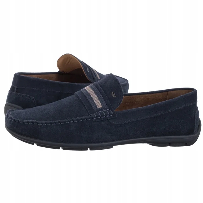 Boty Mokasíny Kožené Pánské Wojas Tmavě modré 10146-66