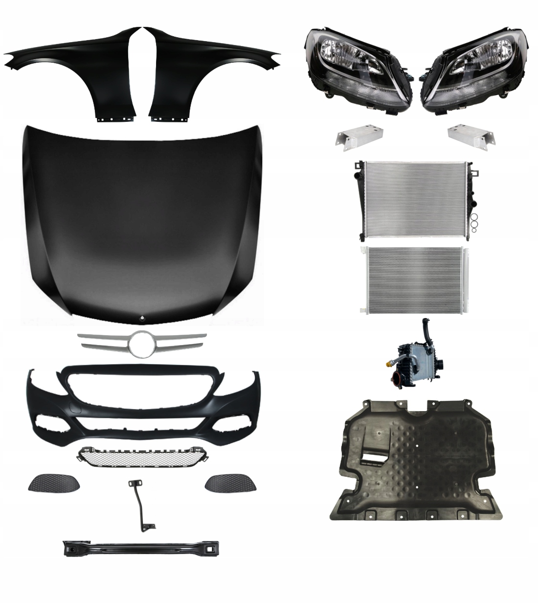 Mercedes Benz Klasa C W205 14- Maska Pas ZESTAW CZĘŚCI