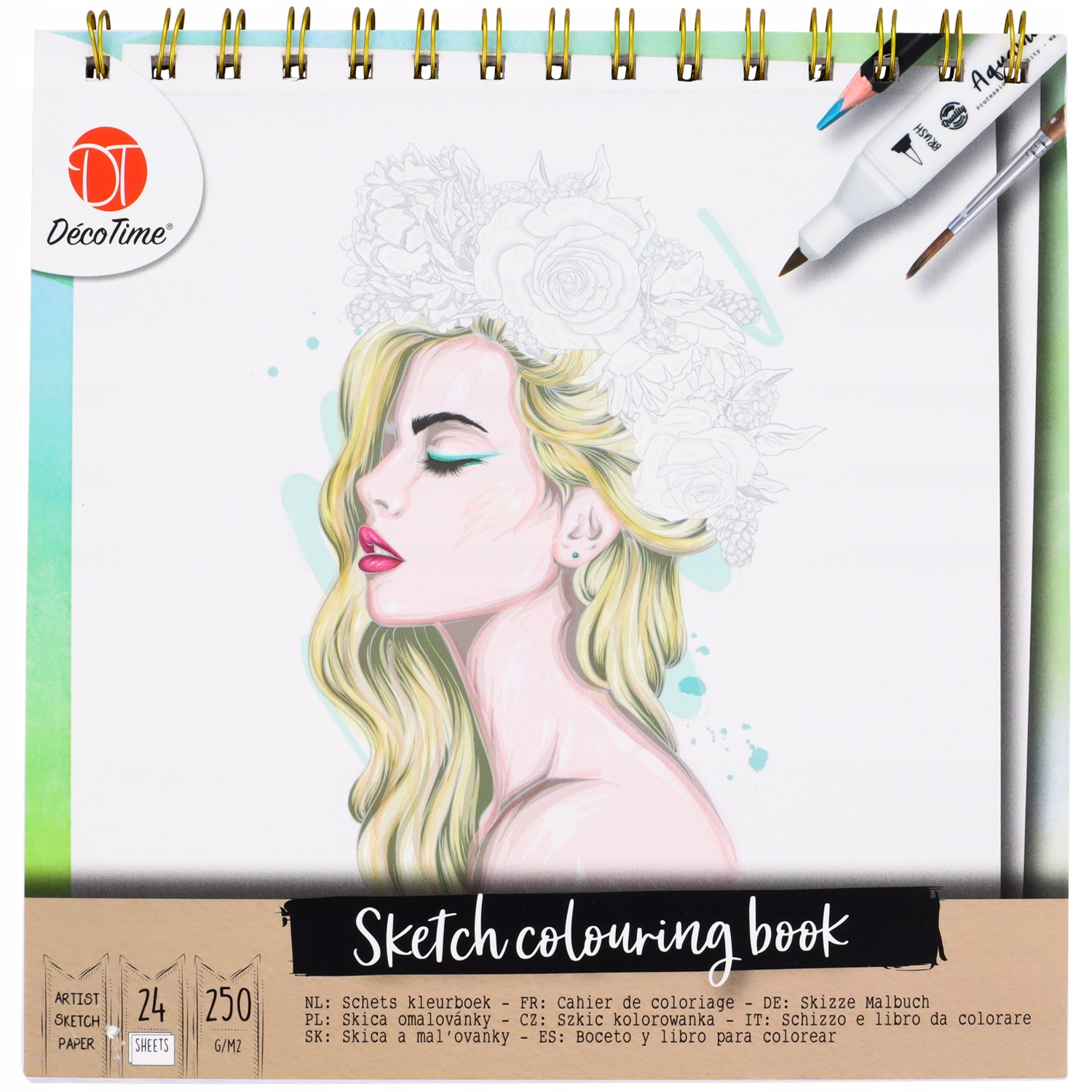 KOLOROWANKA SZKIC DECO TIME 24 ARKUSZE kwiaty 158 Płeć chłopcy dziewczynki