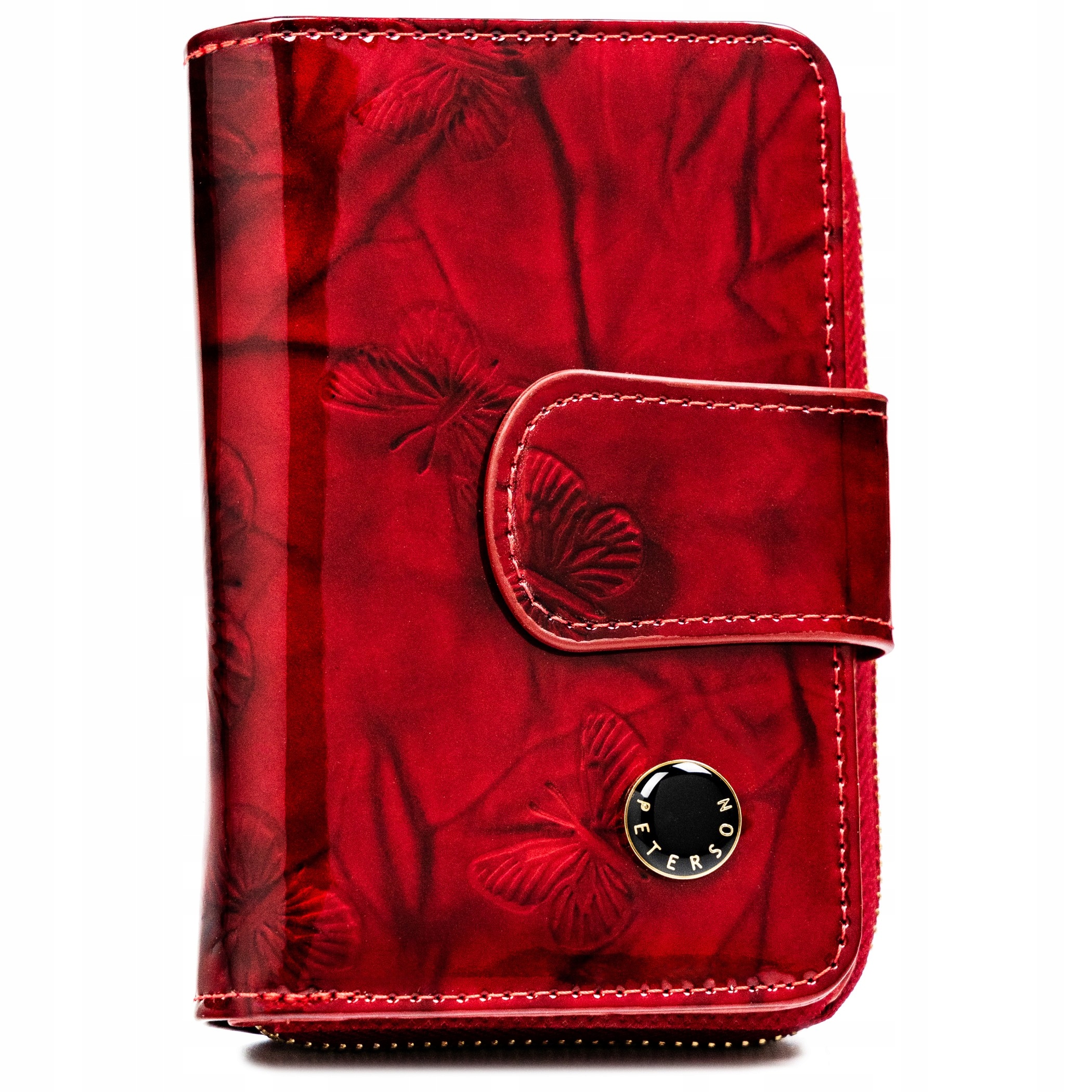 Portfel damski skórzany Rfid Peterson czerwony skóra naturalna ochrona kart