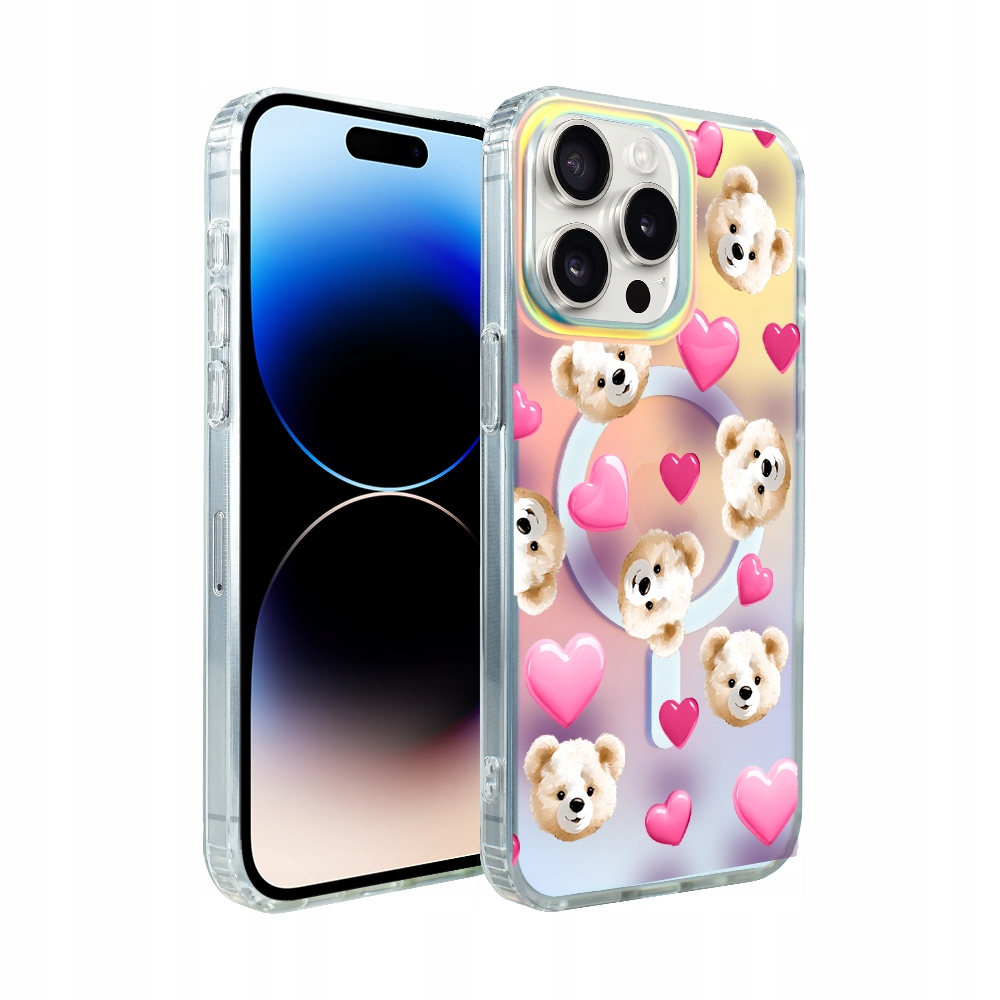 Pouzdro pro iPhone 14 Pro Ibizu s MagSafe měnící barvu, medvídek a srdíčka