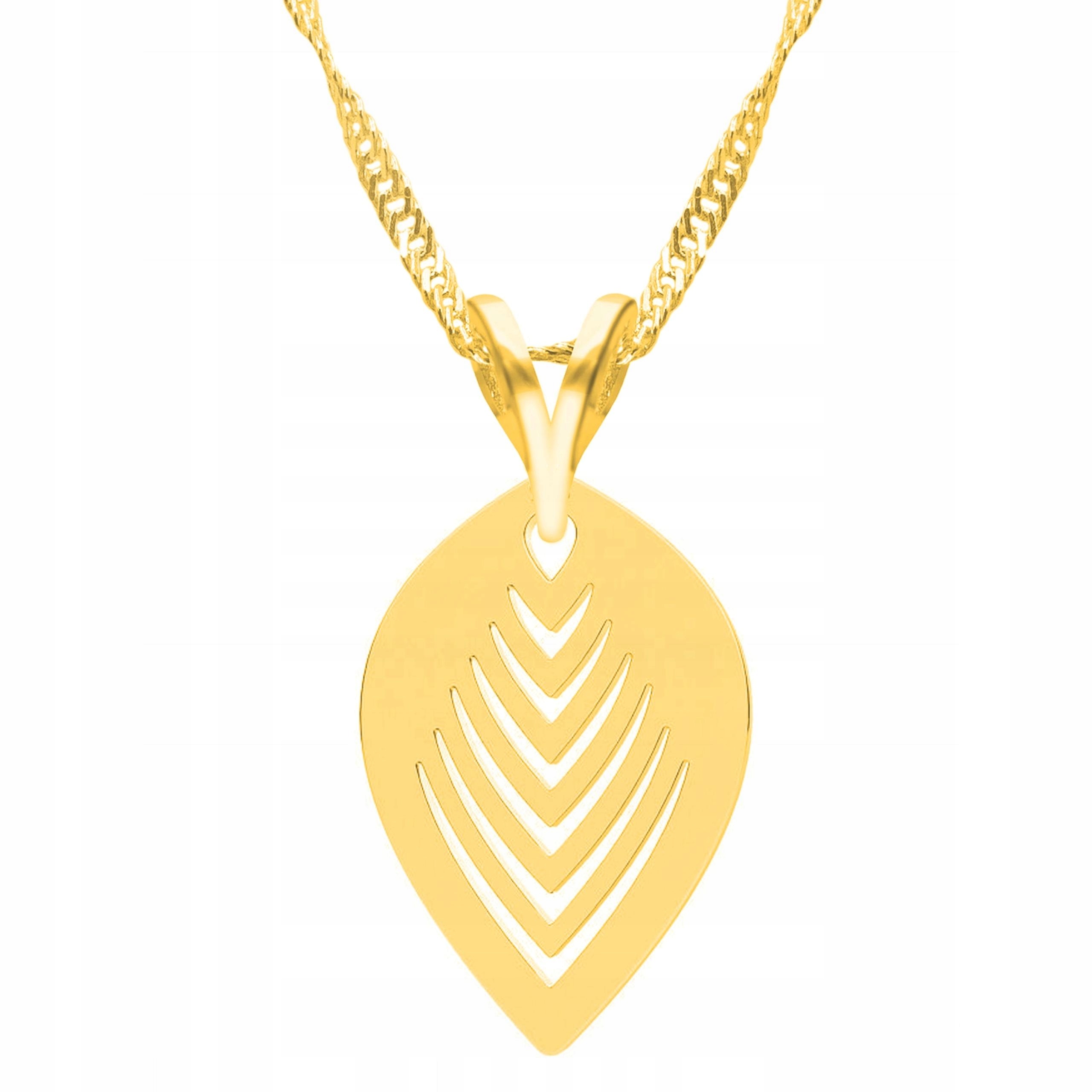 Zlatý náhrdelník s lístkem Přívěsek List Leaf Stříbro 925