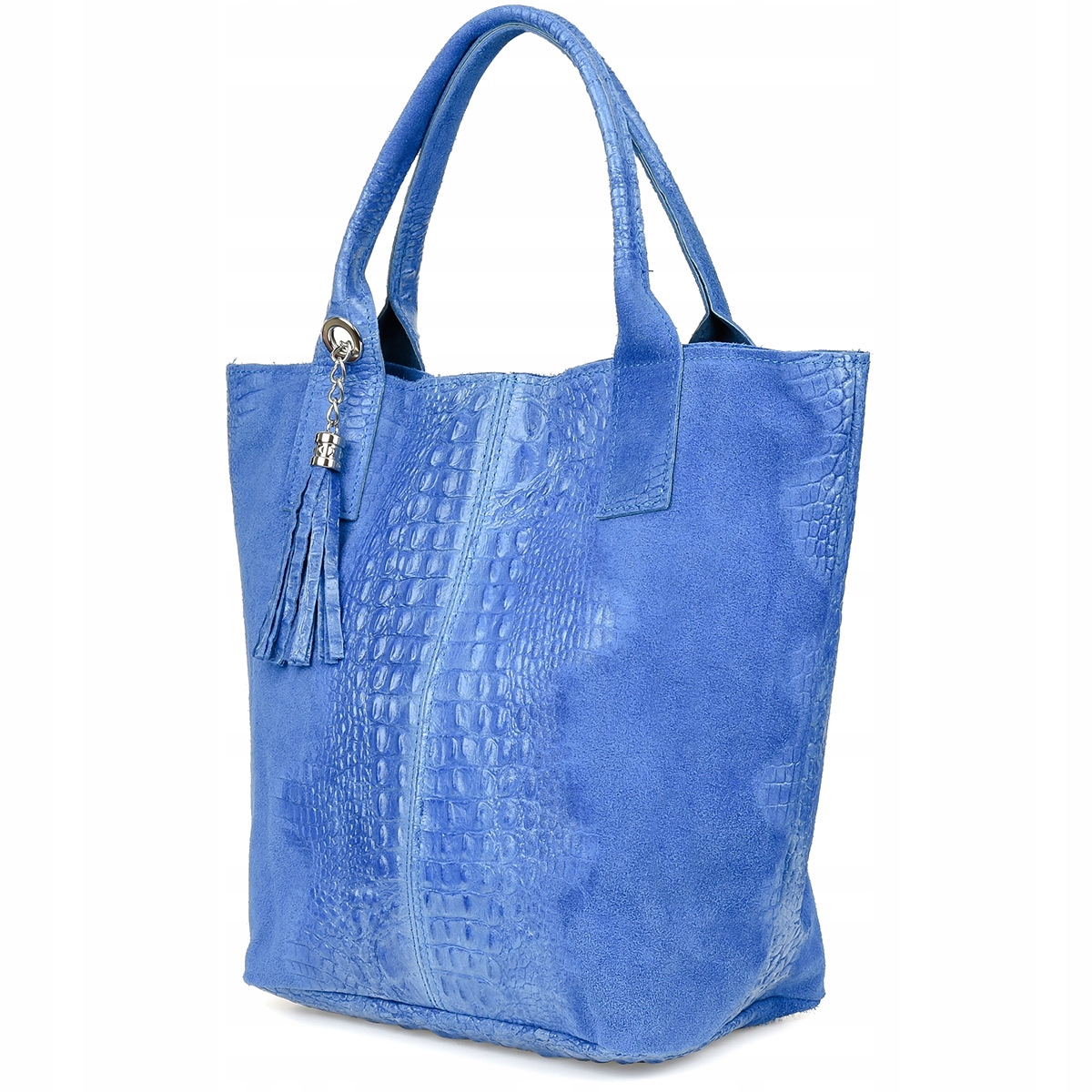 Kožená taška dámská shopper na zip velká A4 s italskou kosmetickou taštičkou