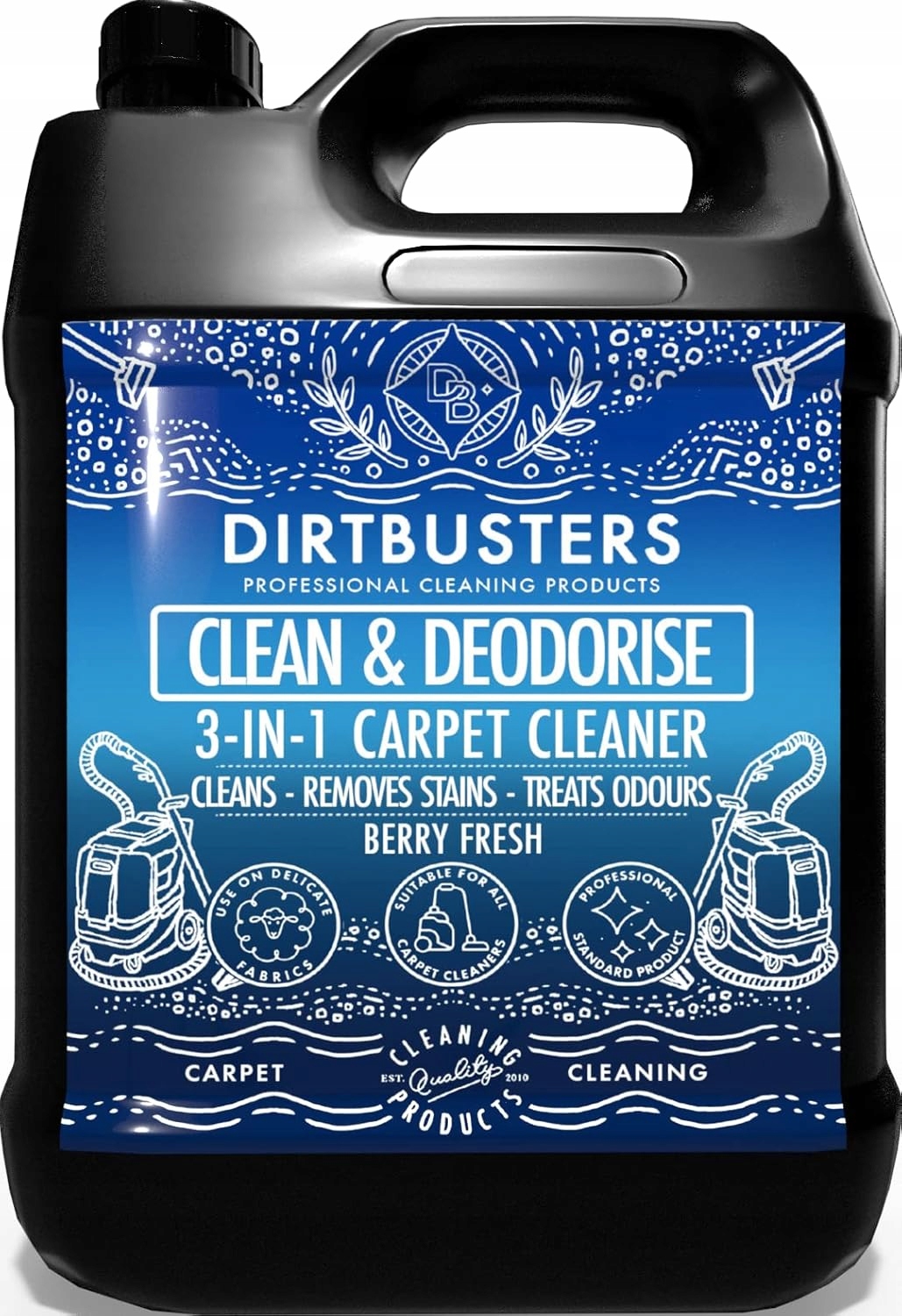 Dirtbusters kapalina na koberce 5 l borůvka odstraňuje skvrny a pachy s koncentrátem