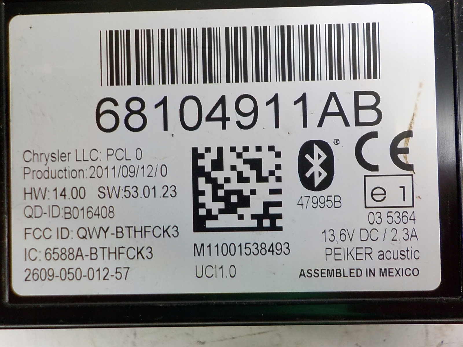 JEEP COMPASS modulo Centralina BLUETOOTH 68104911AB