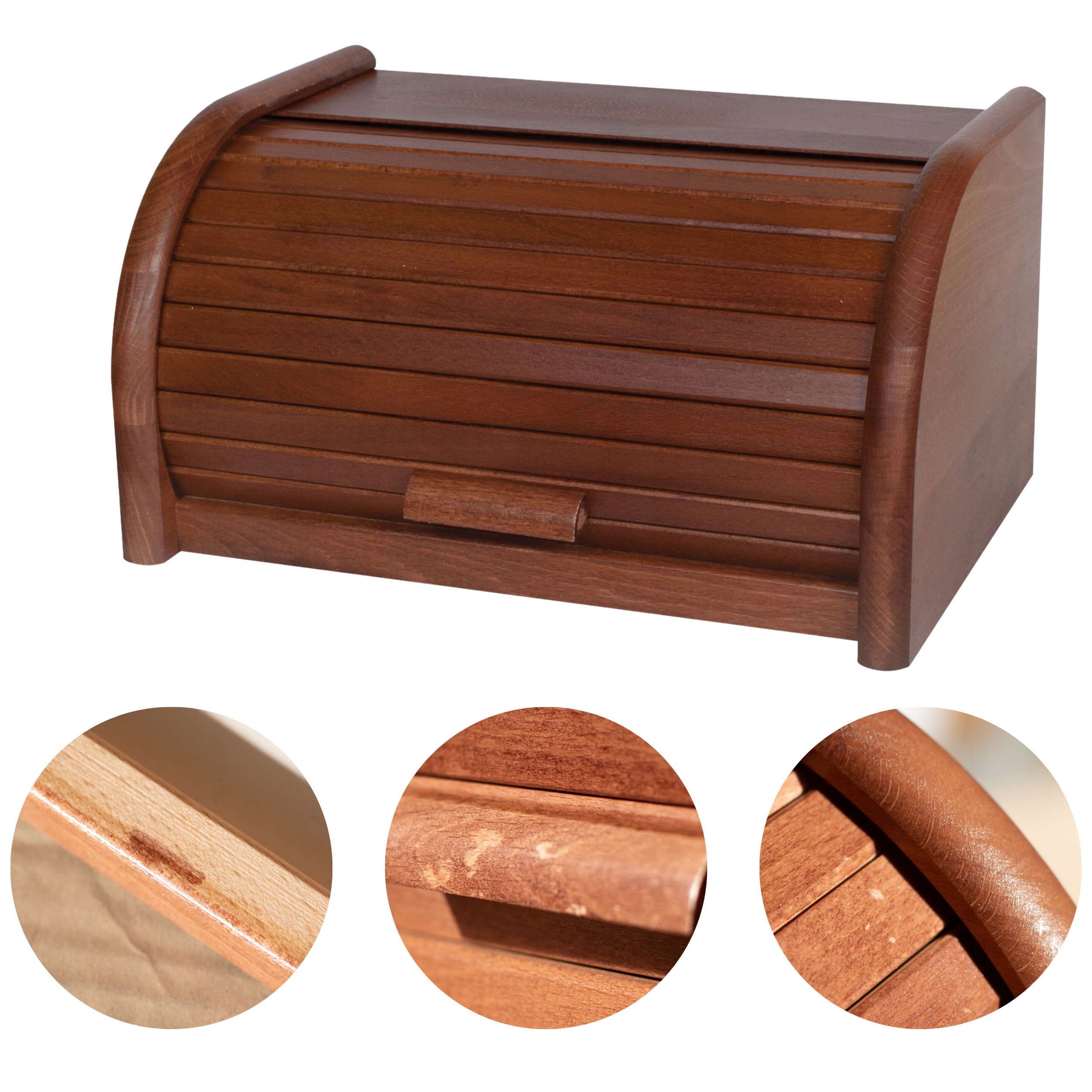 CHLEBAK POJEMNIK NA PIECZYWO DREWNIANY JEDNOCZĘŚCIOWY chleb DUŻY 40x27x18 Kod producenta Chlebak jasny orzech