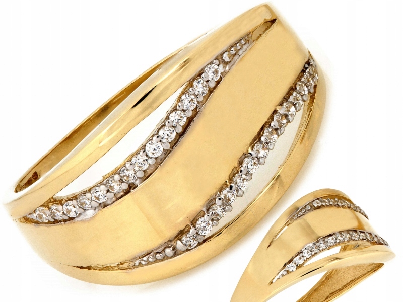 Zlatý prstýnek Eternity s zirkony 585 14k 3.53g pro ženu, efektní