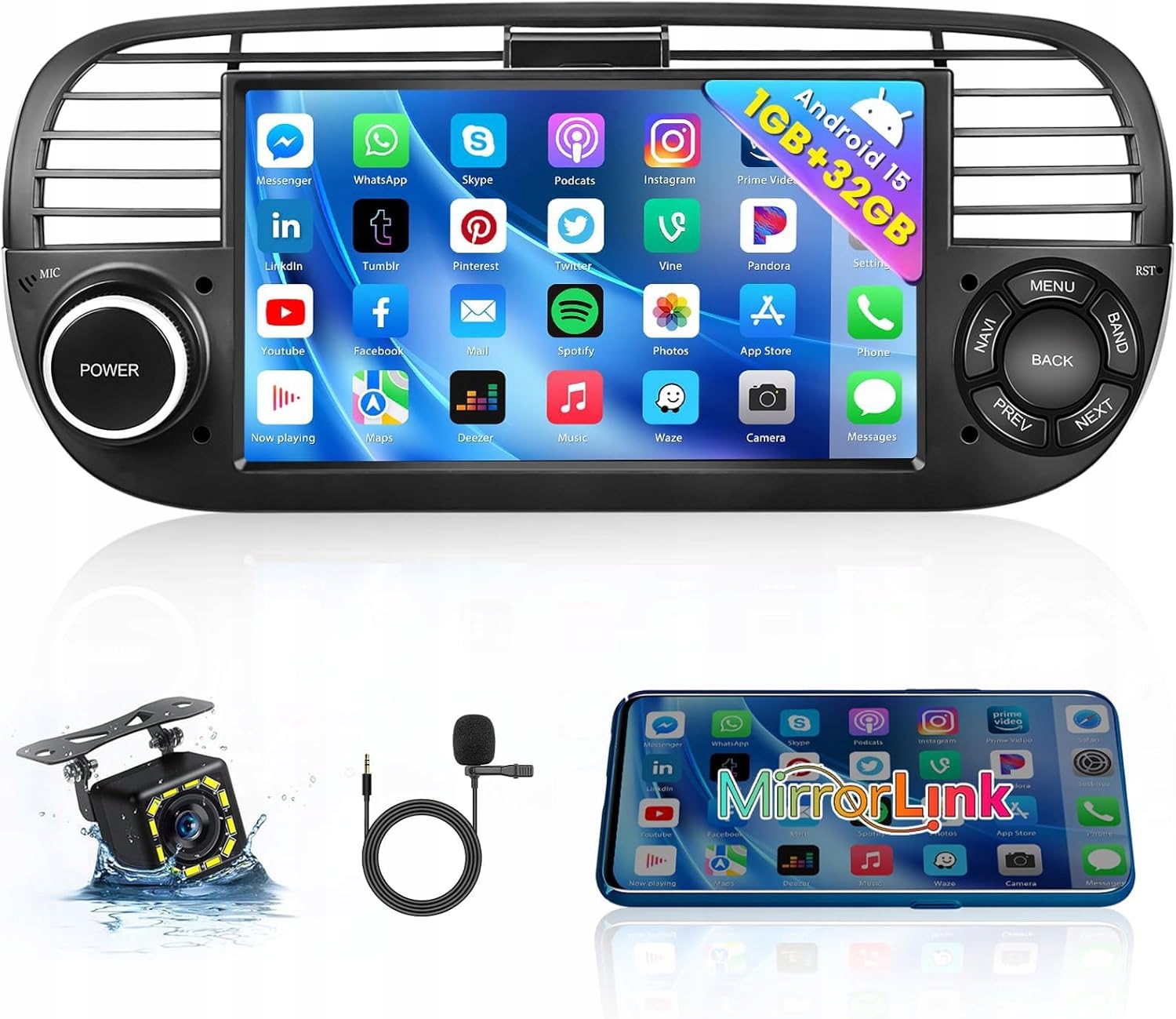 Automobilové rádio Hikity Android 15 pro Fiat 500