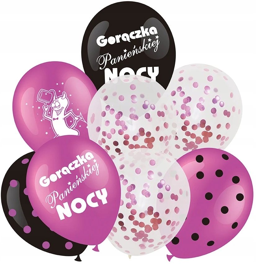 

Balony na Wieczór Panieński Różowe i Czarne 8szt
