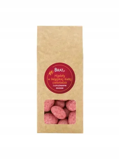 3x Mandle v belgické bílé čokoládě s lyofilizovanými malinami 100 g