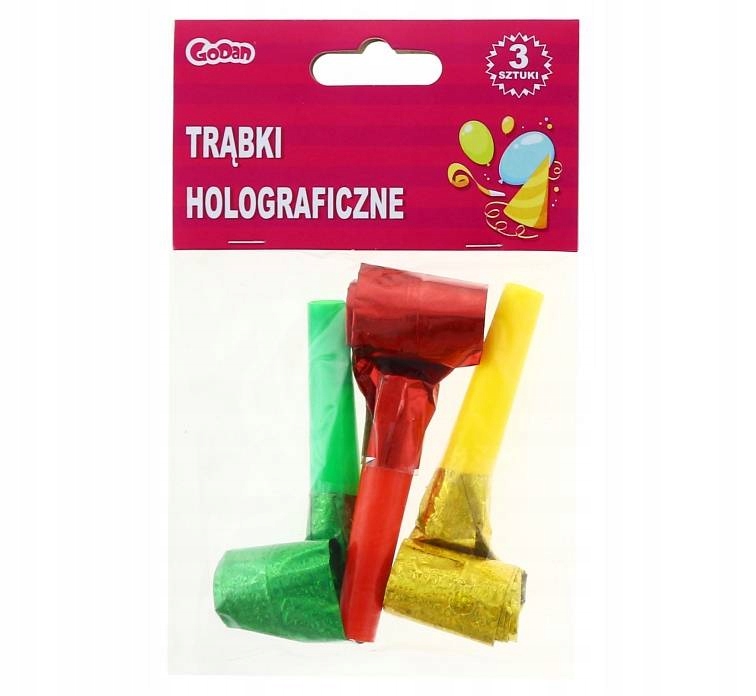 trąbki zwijane holograficzne party 3szt PZ-TRH3 — 3