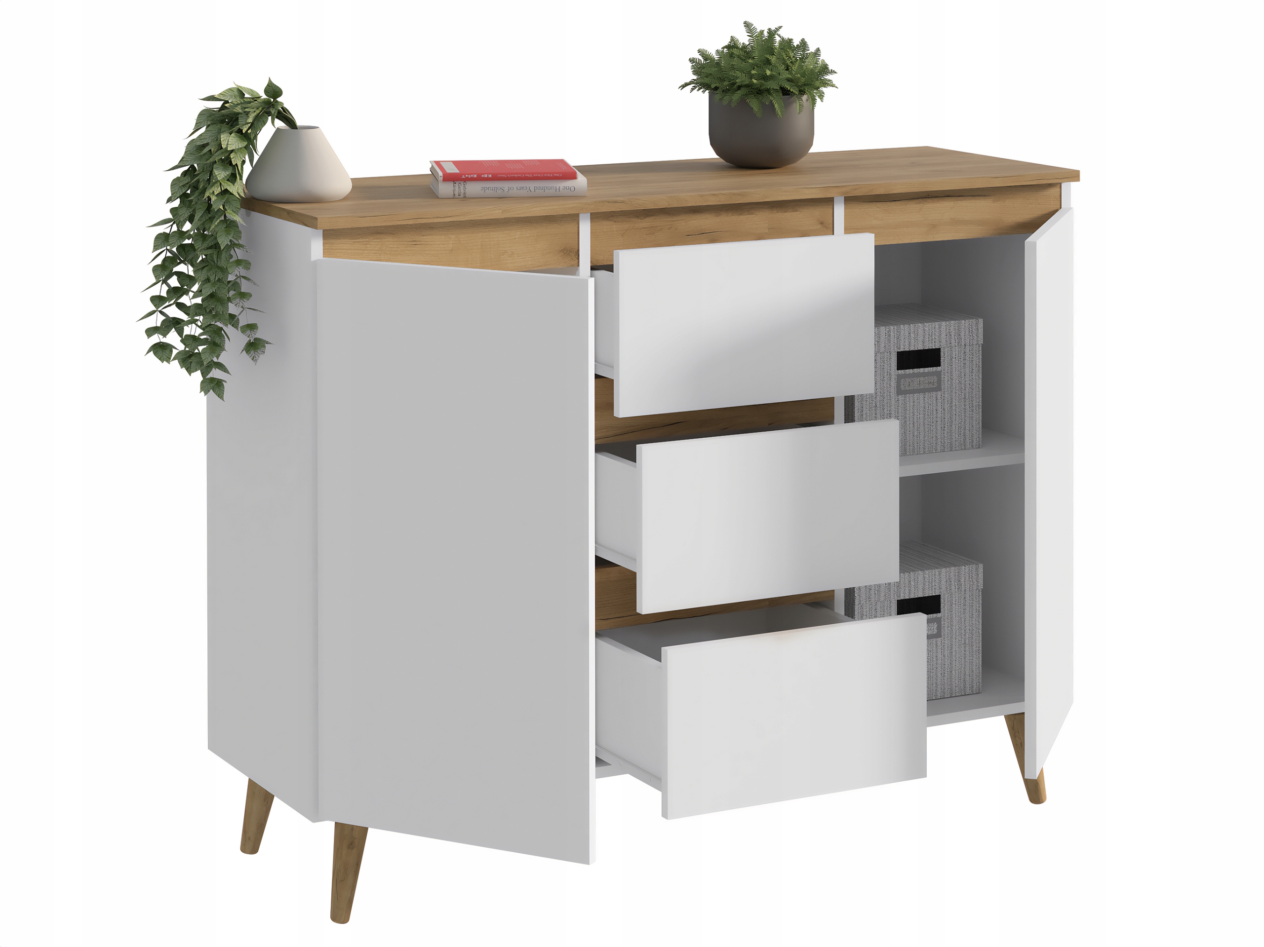 KOMODA STYL SKANDYNAWSKI SALON NORGE 120 BIAŁA DĄB Marka Martigo Plus