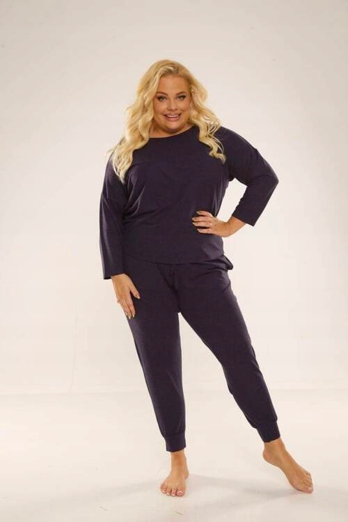 Dámské pyžamo Plus Size De Lafense 347 Paula tmavě modré elegantní