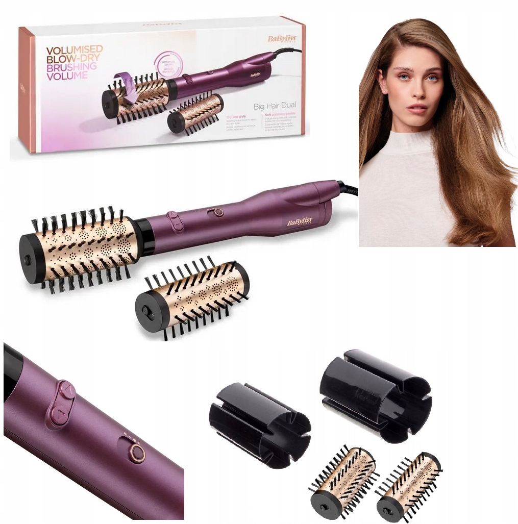 Obrotowa Babyliss Suszarko Lokówka Big Hair Dual 650W Złota Fioletowa