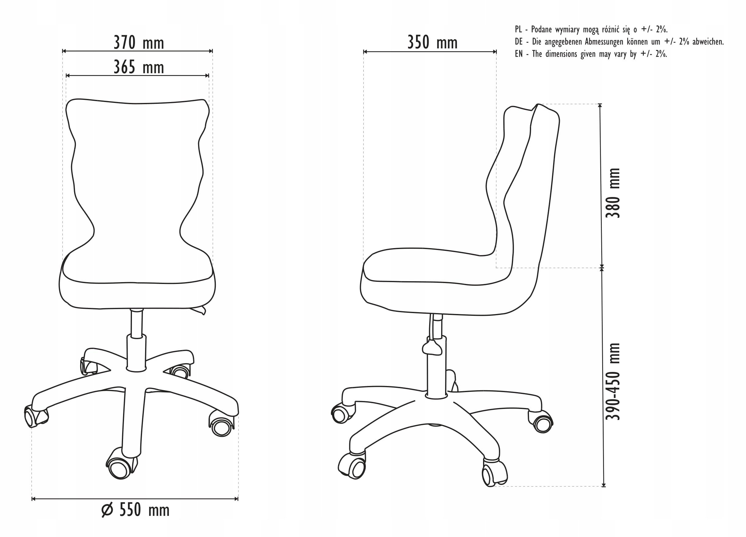 Krzesło fotel do biurka Petit Black JS03 rozmiar 4 Materiał korpusu plastik