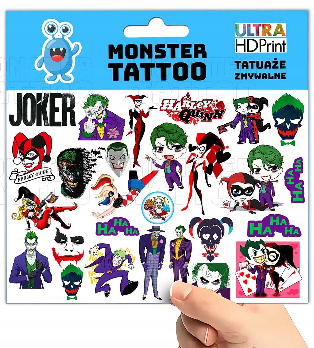 TATUAŻE ZMYWALNE TYMCZASOWE DLA DZIECI DZIECIĘCE JOKER WZORY ORYGINALNE Marka Inna