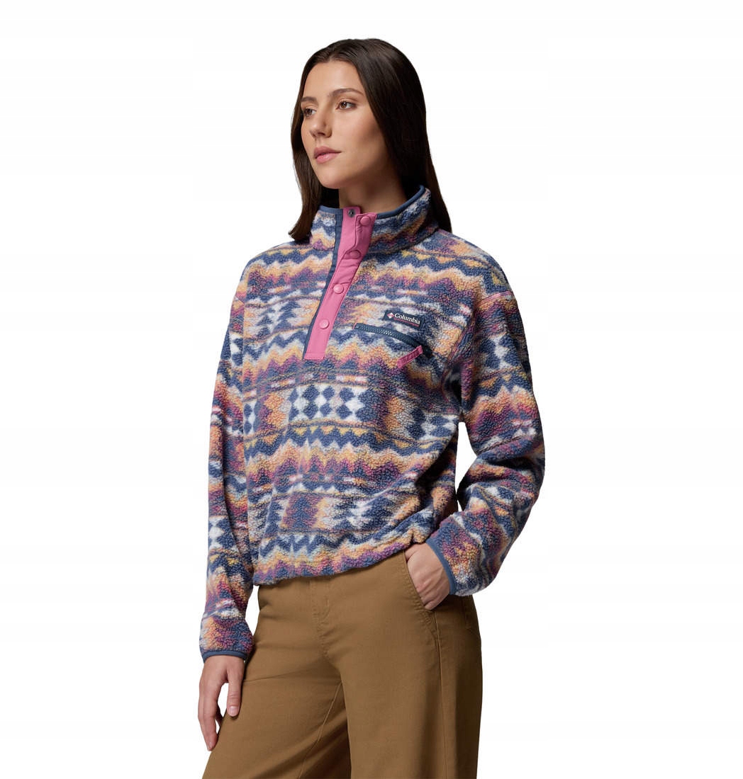 Fleecová Mikina fleecová mikina Columbia Helvetia II s potiskem a krátkými sponami, s mořskou solí a potiskem velikost S