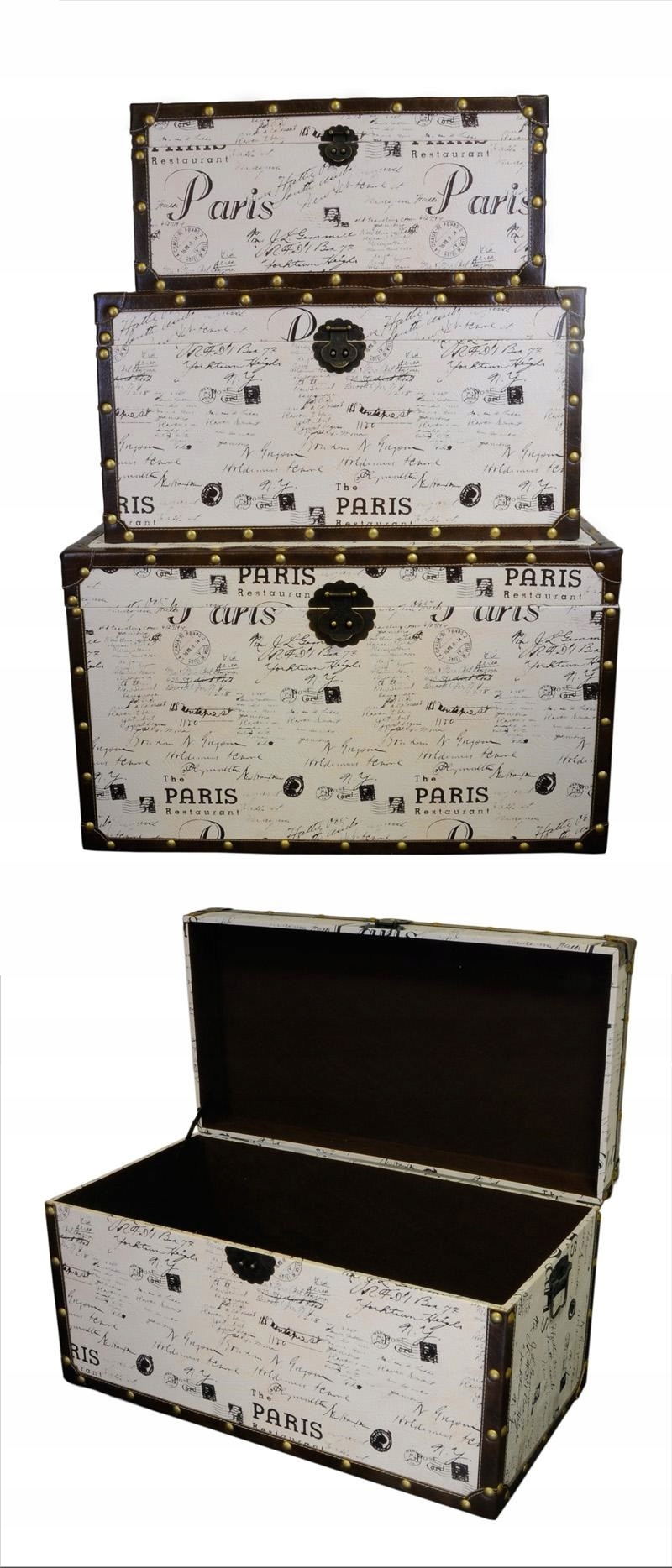 Kufre Drevené boxy Sada 3ks Paris