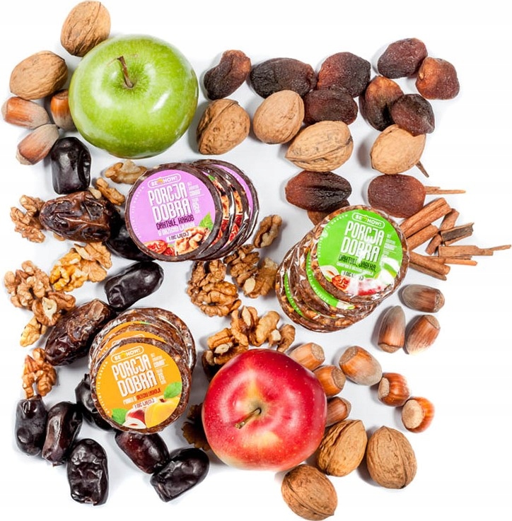 PORCJA DOBRA KRĄŻKI owocowe-orzechowe MIX 3 SMAKÓW: MORELE DAKTYLE JABŁKO Wiek podawania brak informacji