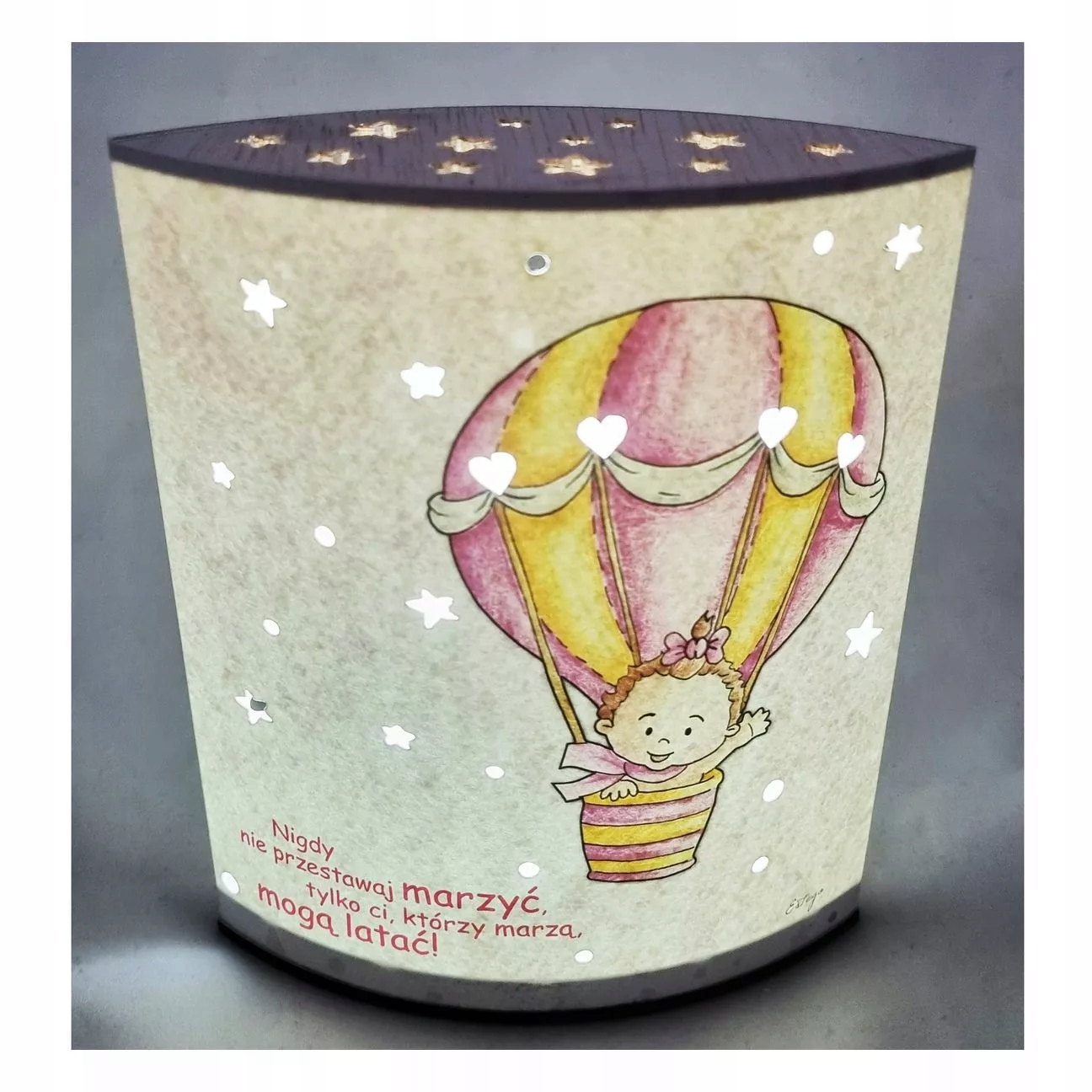 Lampka z obrazkiem Balonu | Rozmiar: 14x16 cm | Kolor: Różowy Bohater Inny