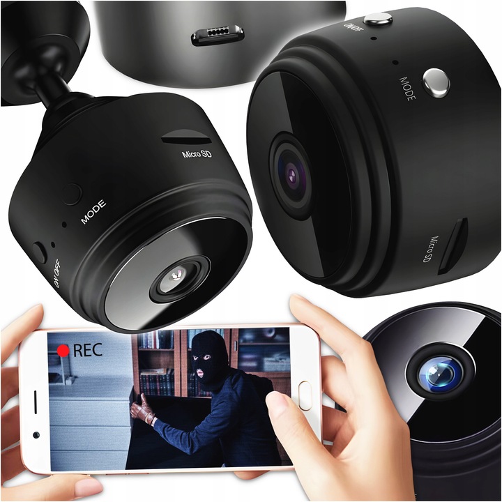 Mini kamera szpiegowska FullHD WiFi ukryty domowy monitoring bezprzewodowy