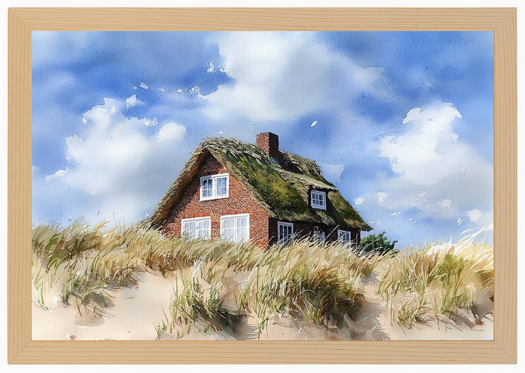 Rámeček Na Plakát Dřevěný Dům Plakát Pláž Duny Dánsko Fanø Mír 60x40