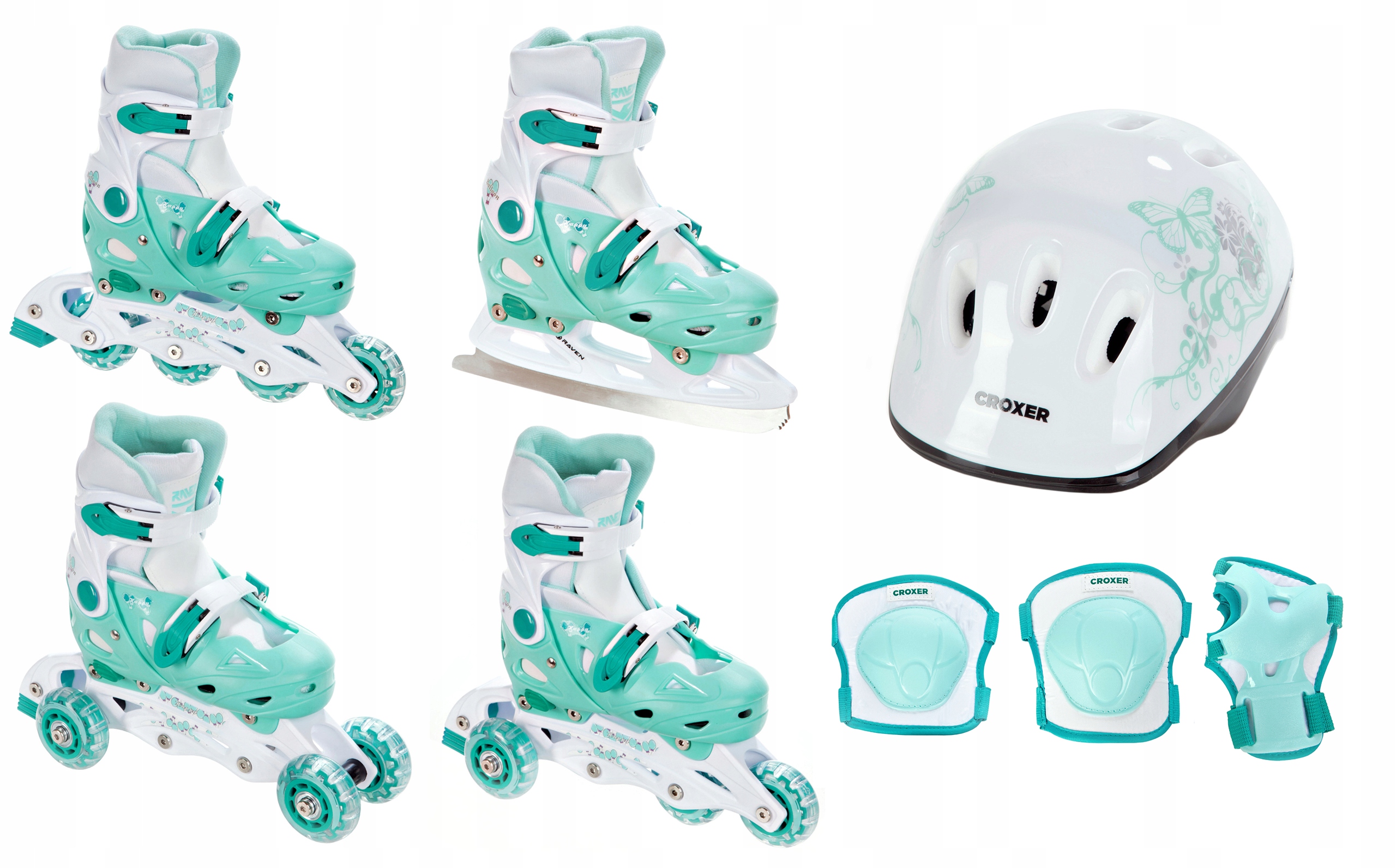 

Rolki Łyżwy 4w1 Raven Balloon Mint 33-36 + kask