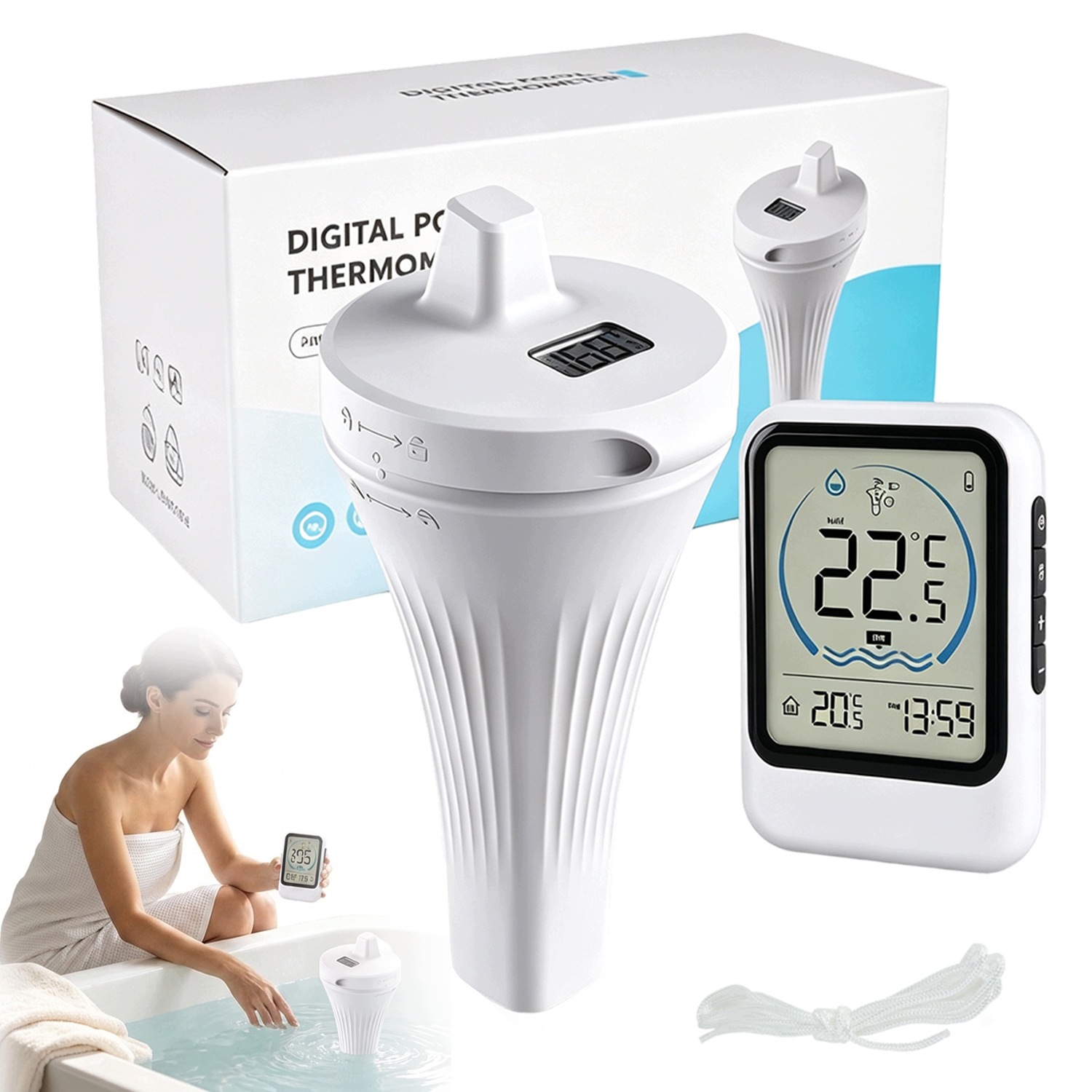 LCD Digitální Bazénový Teploměr IP68 Do Bazénu, Vany A Akvária 15 CM