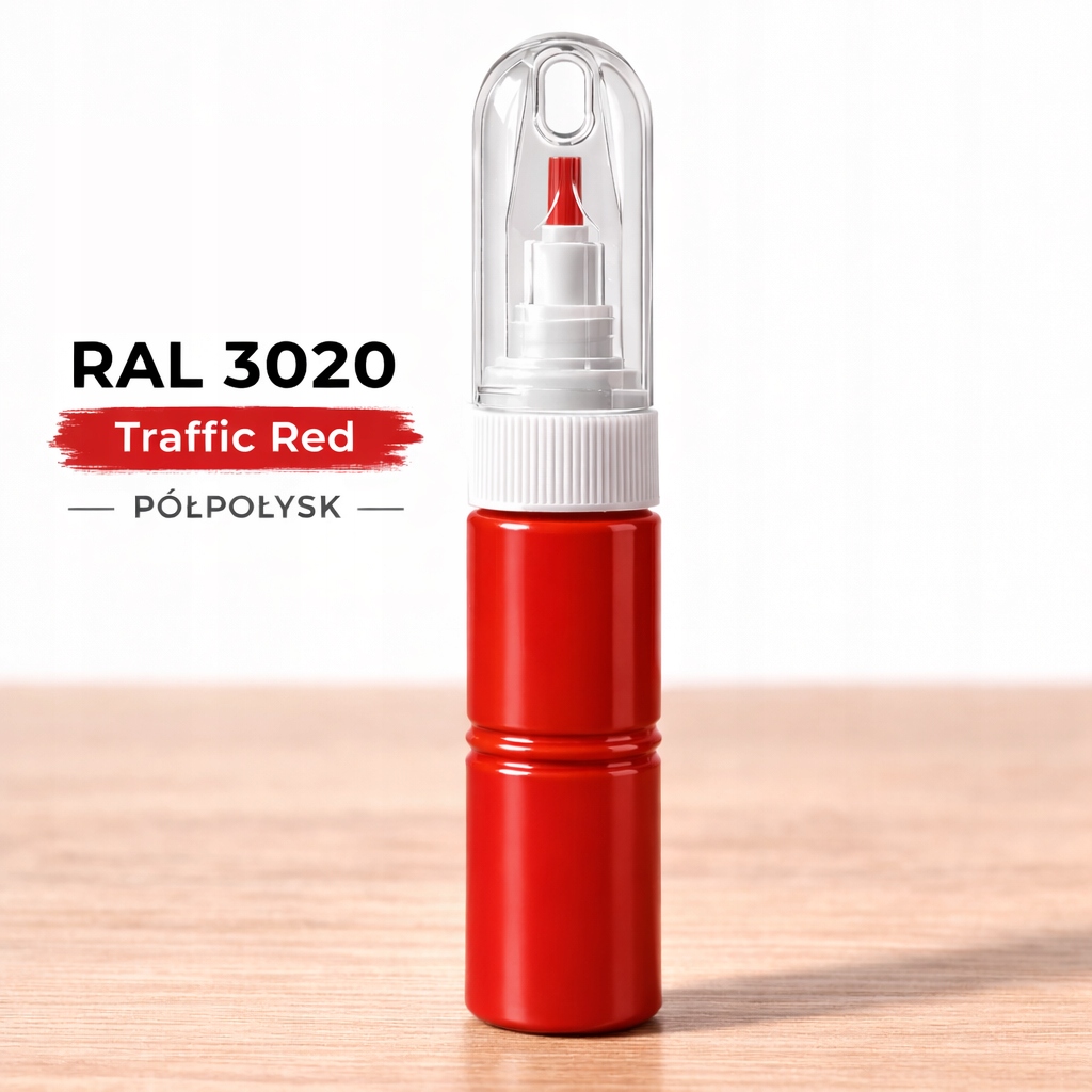 Ral 3020 Czerwony Półpołysk zaprawka z Lakierem igła 20 ml