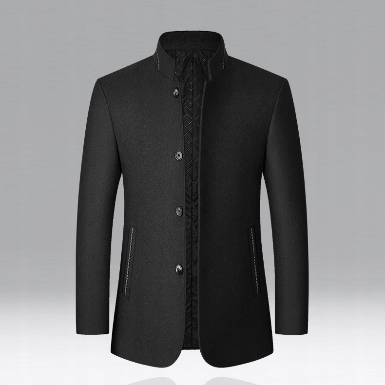 ELEGANCKI MĘSKI PŁASZCZ ZIMOWY JESIENNY WEŁNIANY Materiał dominujący syntetyk