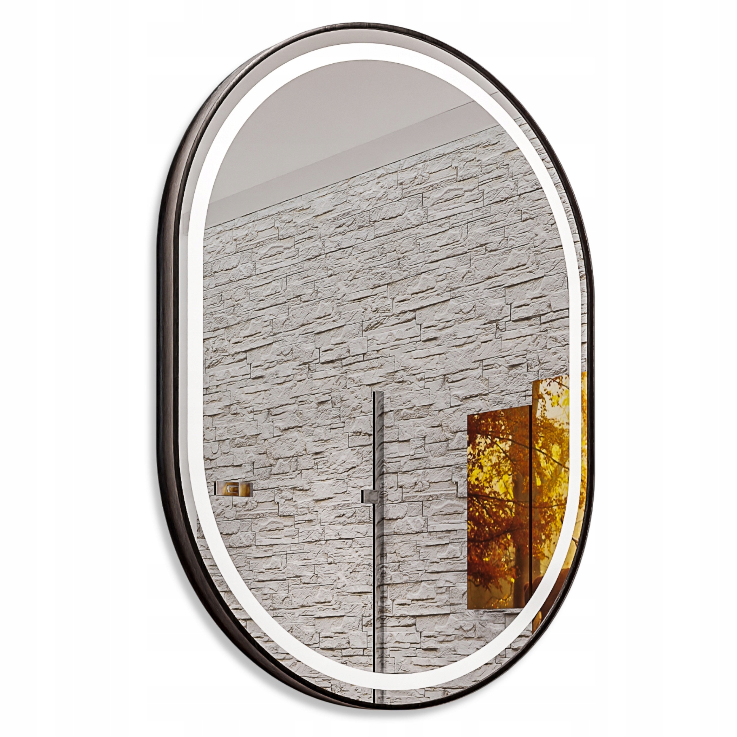 Obdĺžnikové Zrkadlo Zaoblené 60x120 Hliníkový Podsvietený Rám Loft