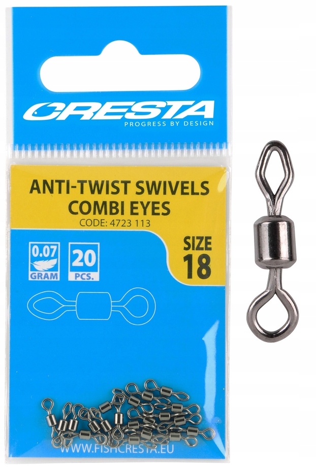 Krętlik Rolkowy Cresta Swivels Combi Eyes 18 20szt