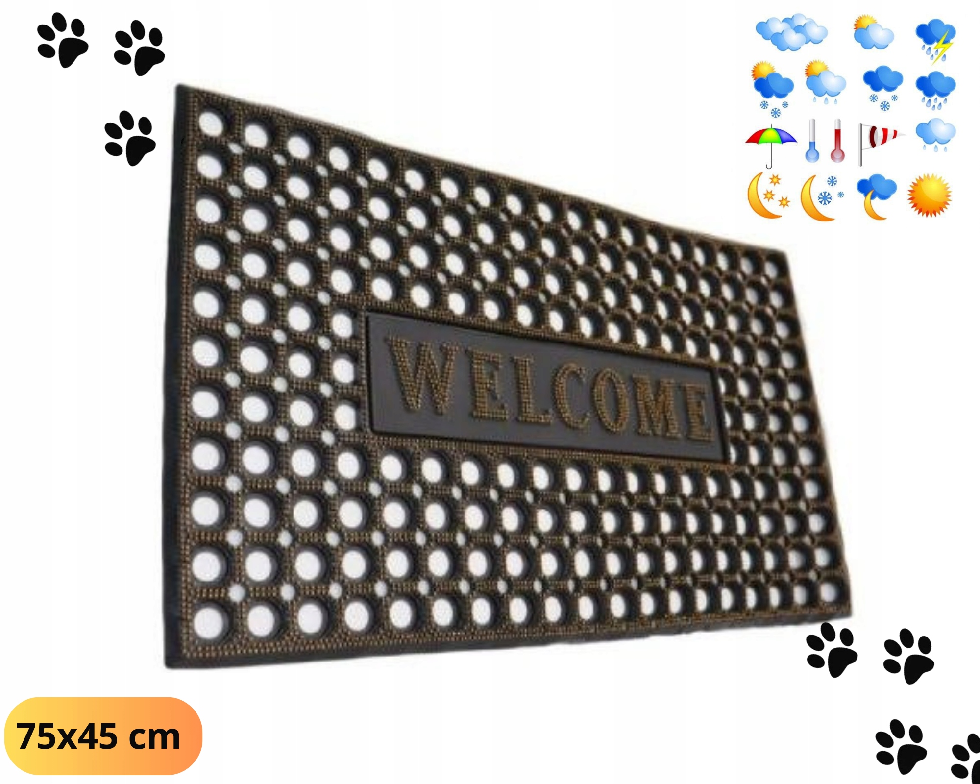 WYCIERACZKA WEJŚCIOWA POD DRZWI GUMOWA ZEWNĘTRZNA 75x45 cm