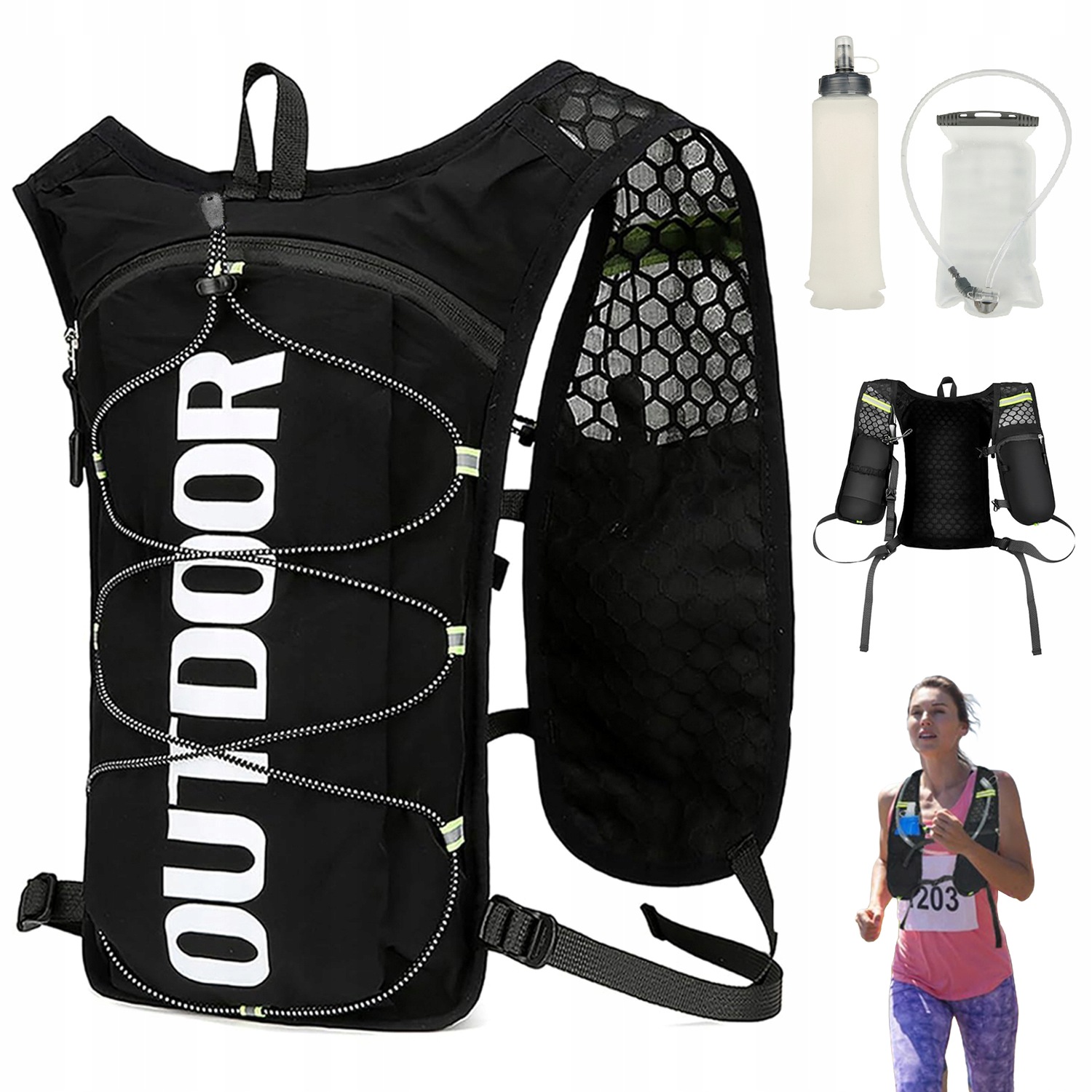 Kamizelka Do Biegania Z Bukłakiem 1.5L Plecak Bidon 500ML Maraton Trekking