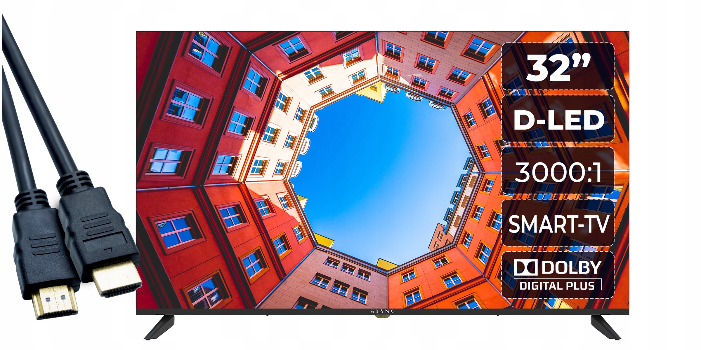 Led televize Kiano Elegance 32" Hd Ready černá Hdmi kabel