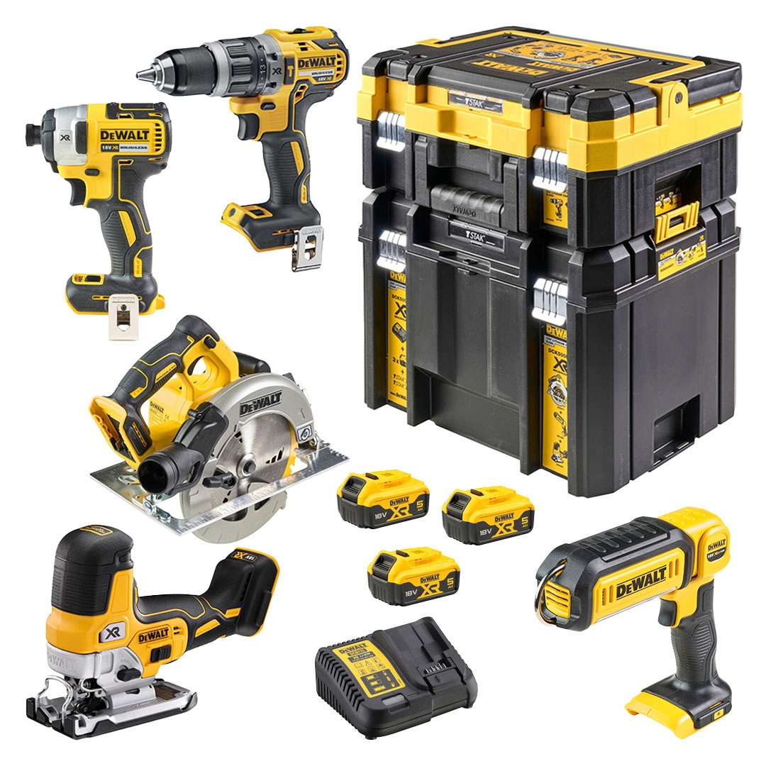 Zestaw COMBO 5 narzędzi akumulatorowych DeWALT DCK500P3T XR 18V BL