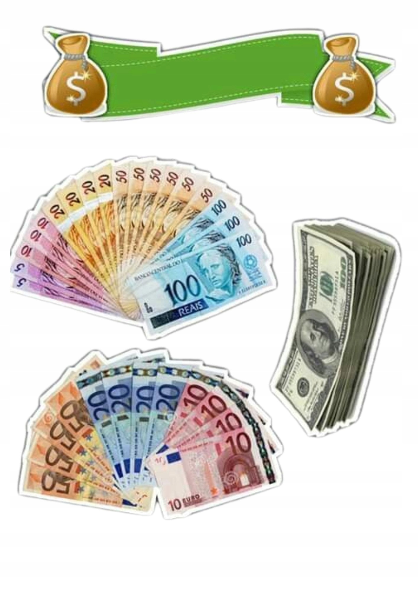 Wydruk na masie cukrowej kasa pieniądze bogactwo imię