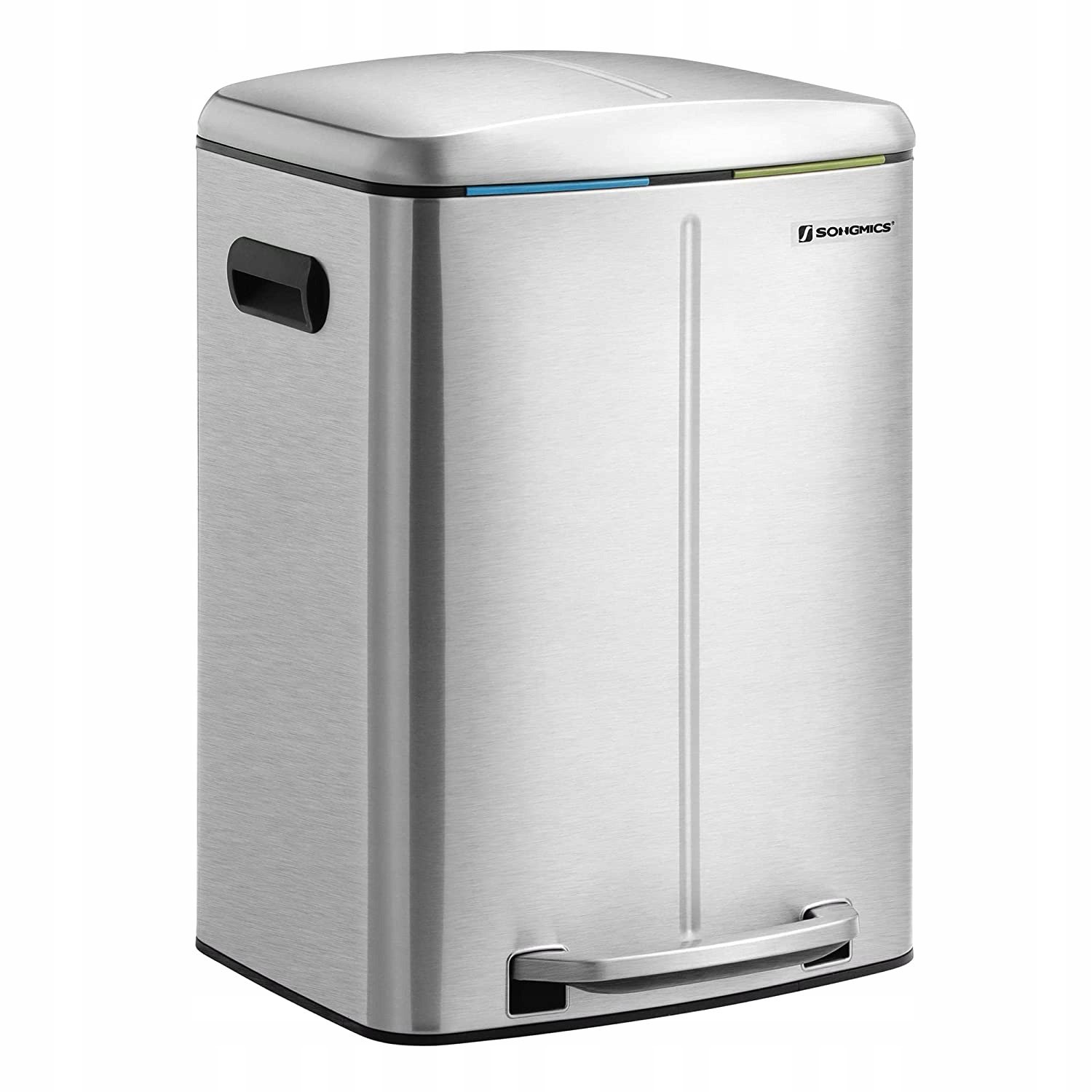 Levně Odpadkový Koš 2 Komory Třídění Stříbrný 40 L