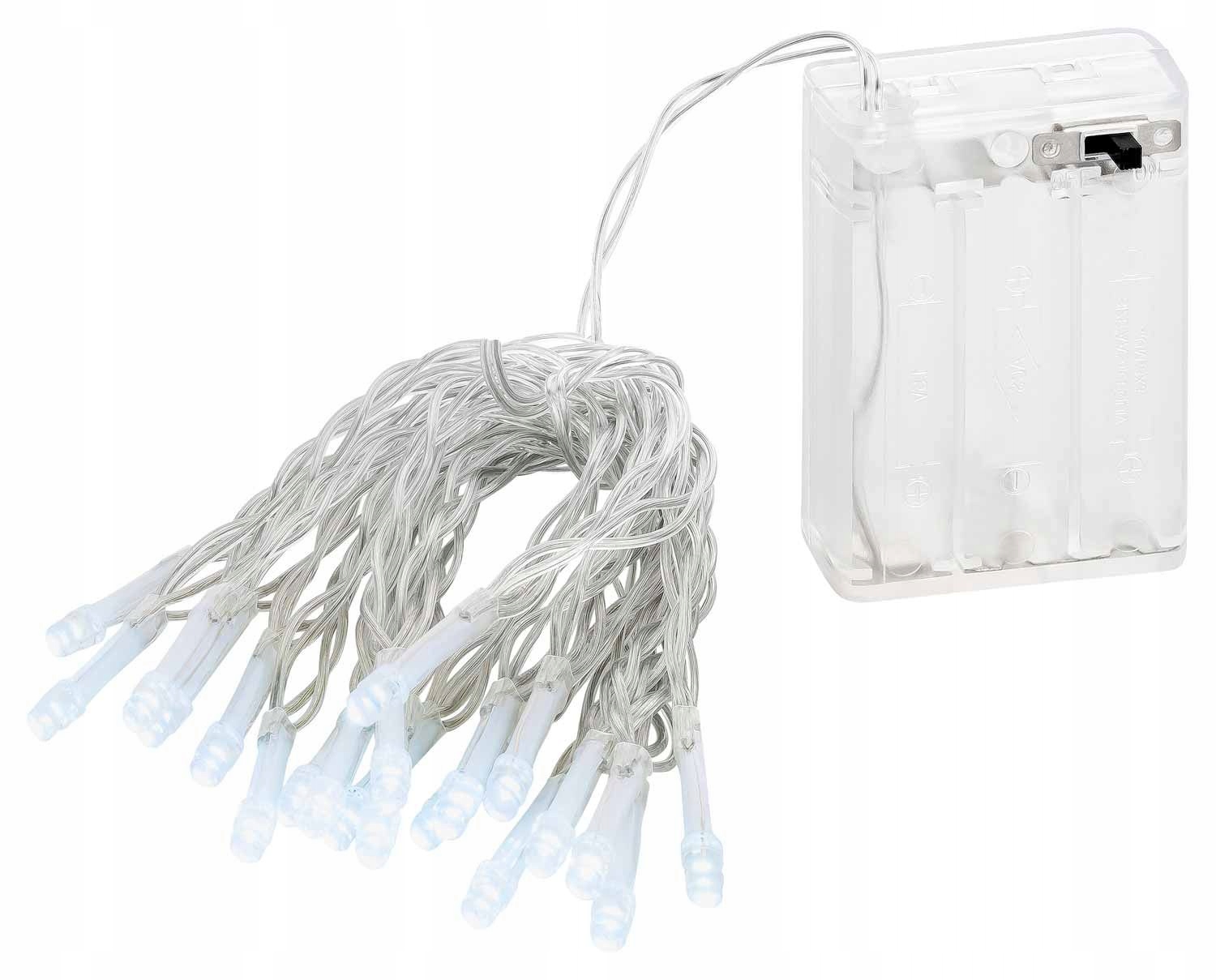 

20szt Led łańcuch 2,4m 3xAA timer Białe Ciepłe