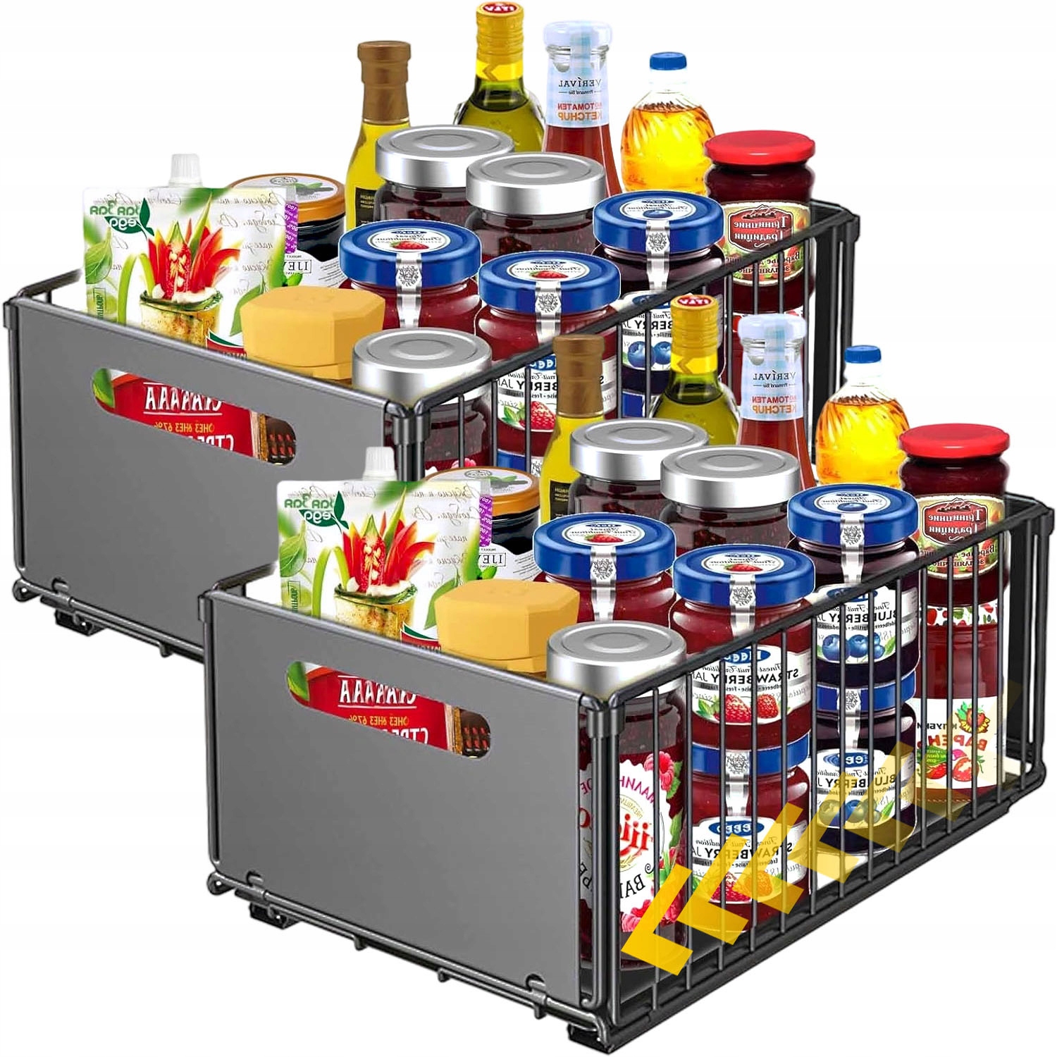 Jednovrstvá police typu Push-pull z uhlíkové oceli Kuchyňský regál černý