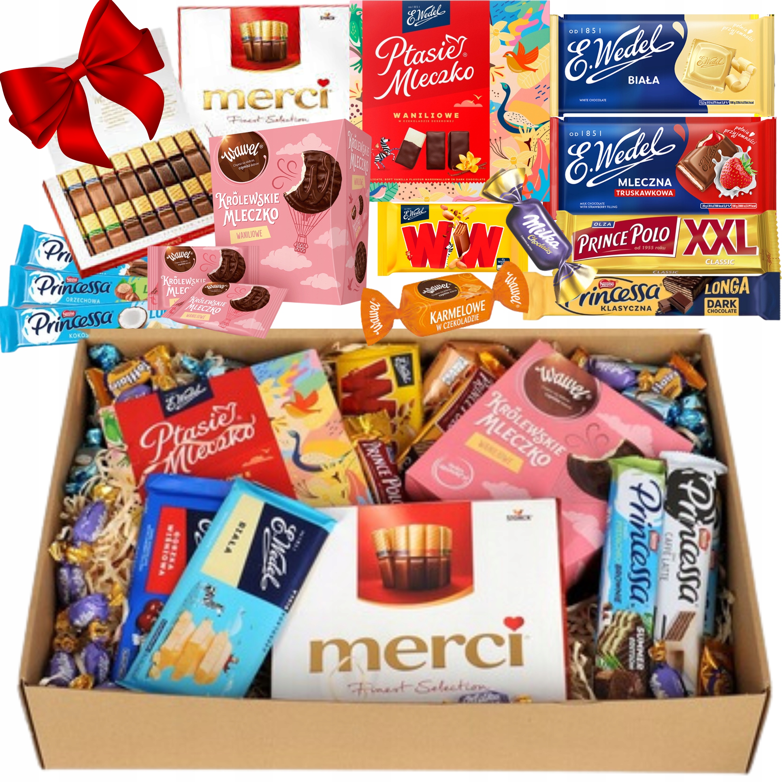 Zestaw Słodyczy Kosz Box Słodyczy Mercii Wedel Urodziny Imieniny