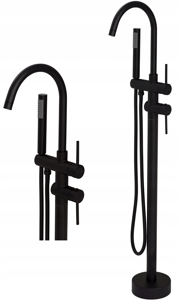 Čierna Voľne Stojaca Podlahová Batéria Do Sprchy, Vysoký Výtok Do Vane Kivo