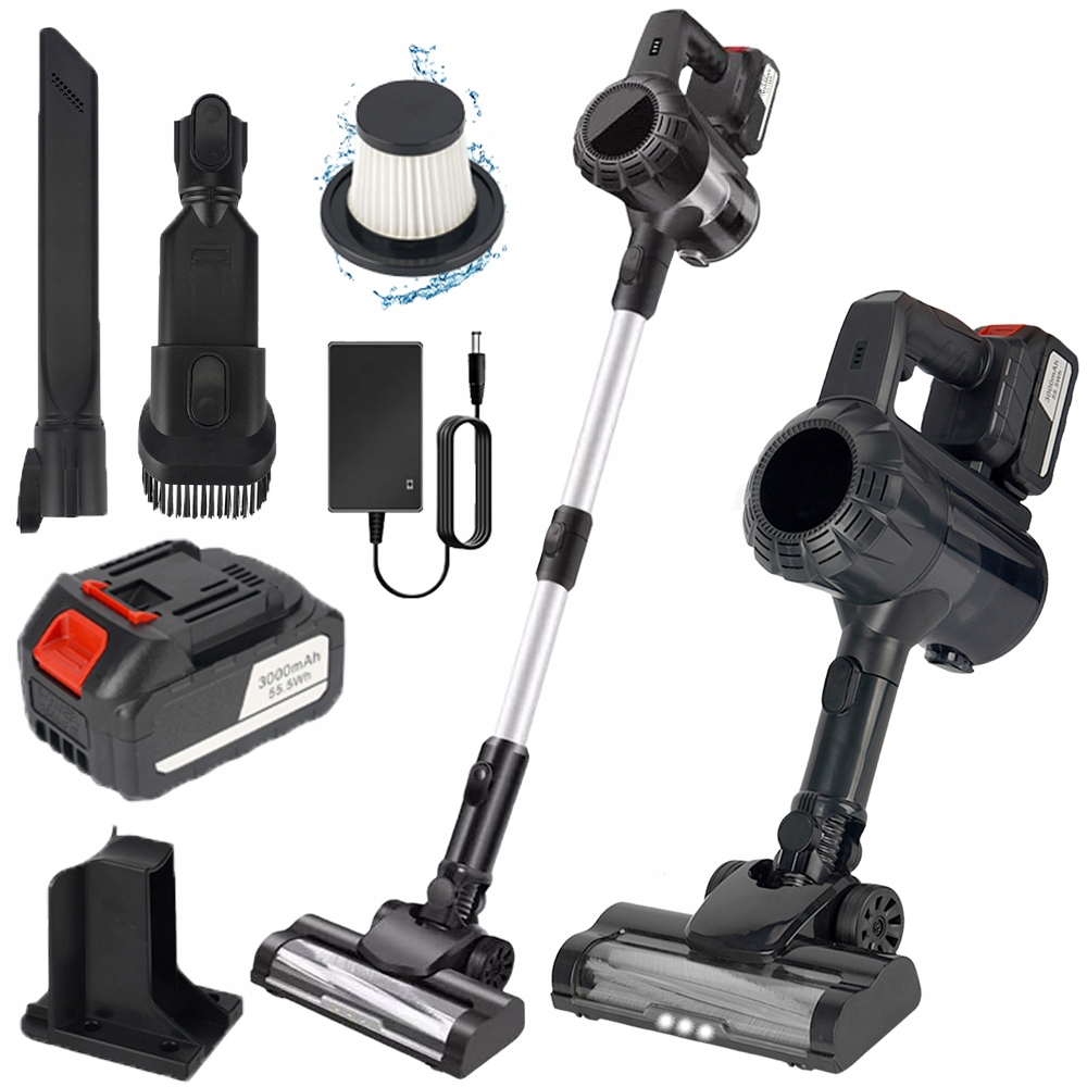 Mocny Odkurzacz Pionowy Bezprzewodowy Filtr Led Ssanie 30KPA 360W