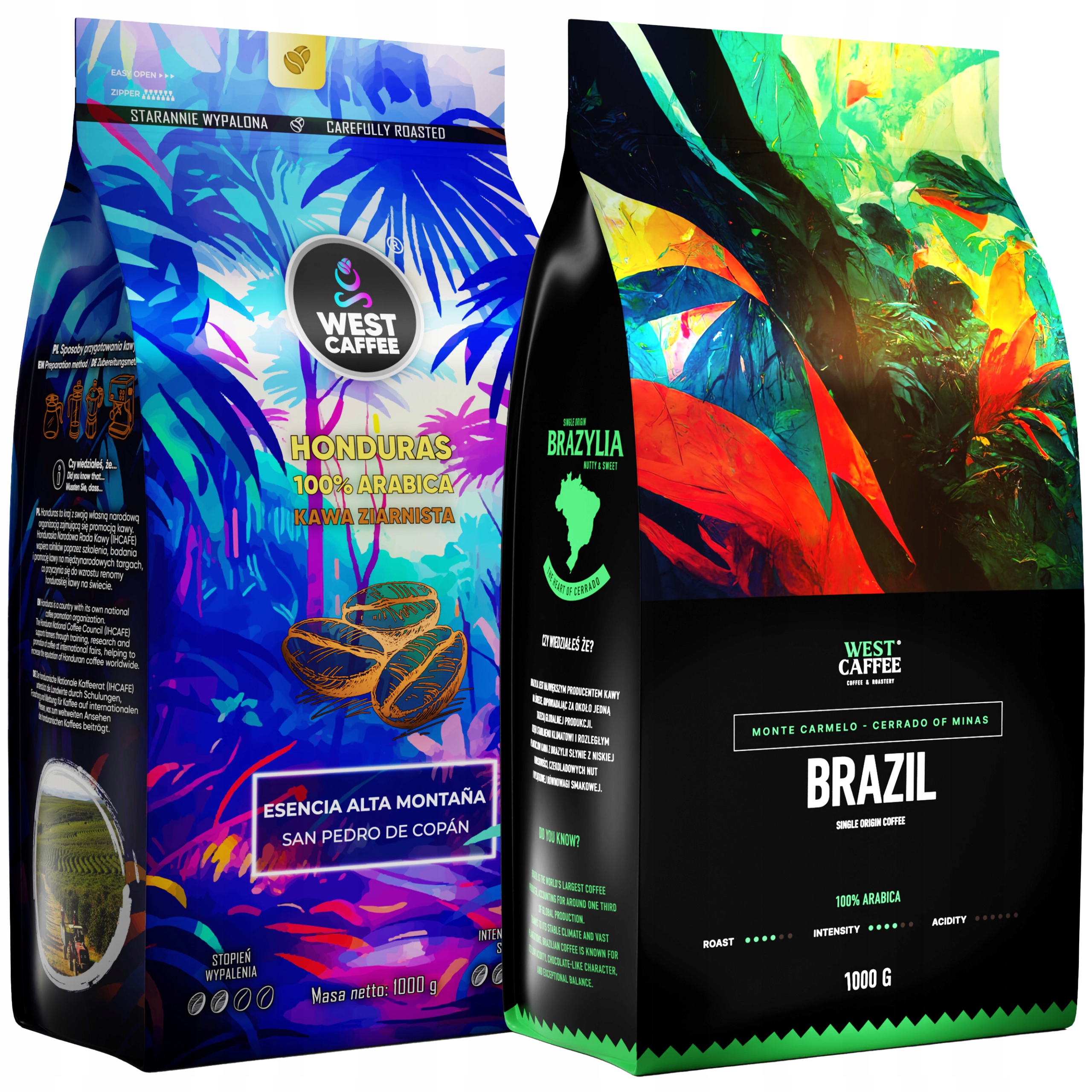 Levně Káva Zrnková Brazil Honduras Set 2kg 100% Arabica Čerstvě pražená