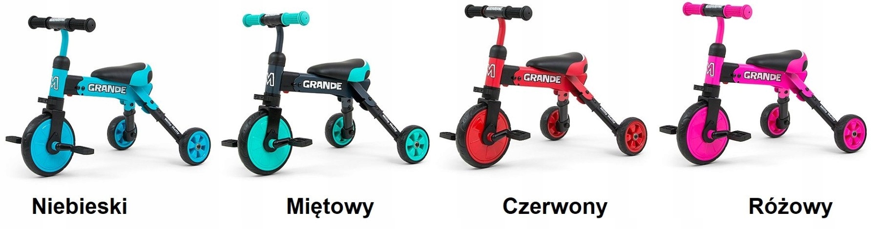 ROWEREK TRÓJKOŁOWY 2w1 Biegowy Jeździk RÓŻOWY Rozmiar koła (