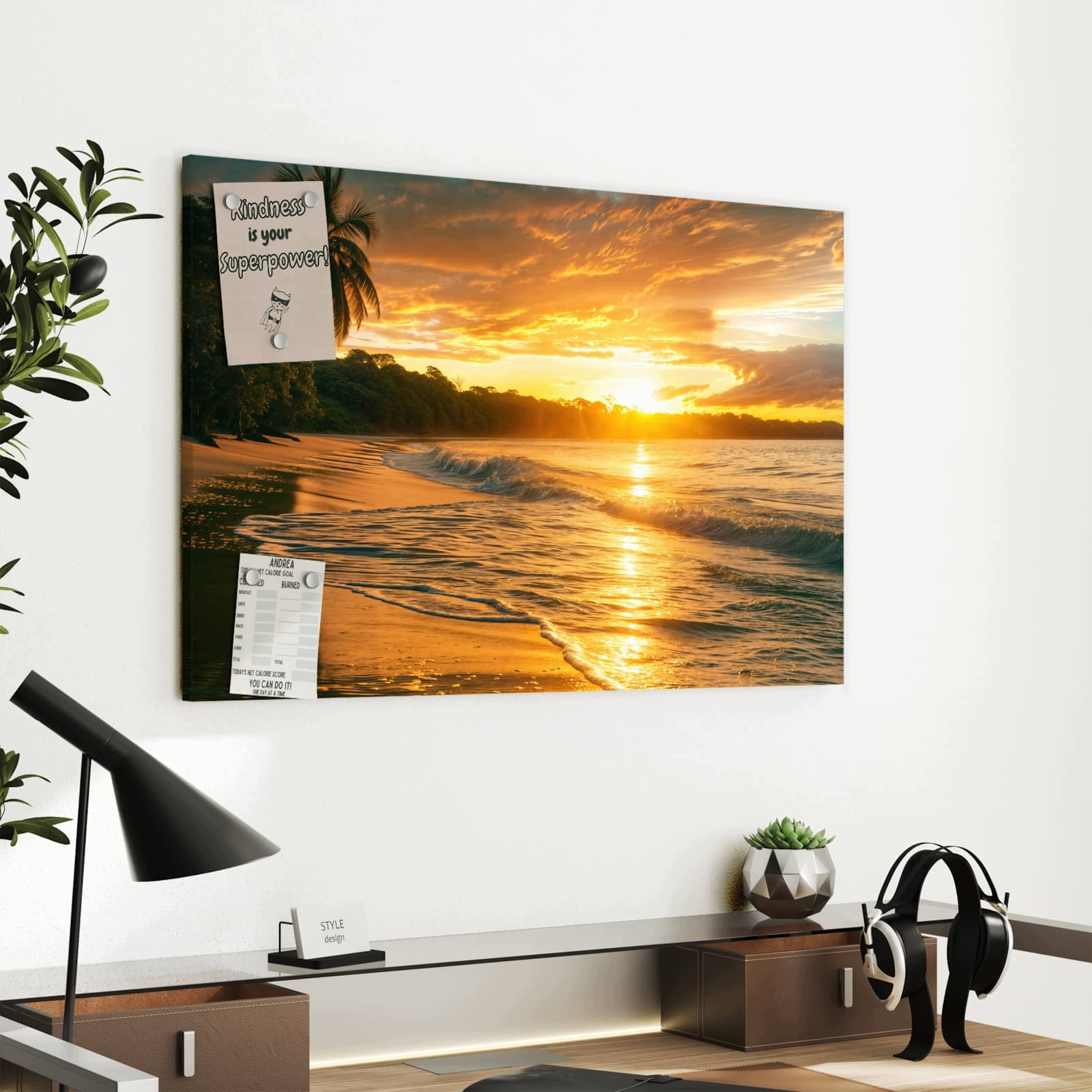 Magnetická tabule Západ slunce Pláž 60 × 40 cm