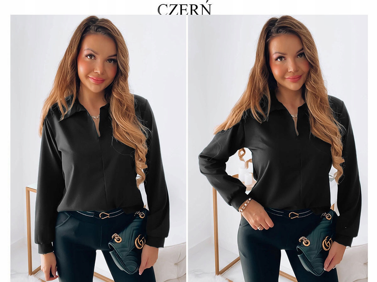 BLUZKA KOSZULOWA ELEGANCKA GŁADKA KOŁNIERZYK KOLORY L/XL Model J9288