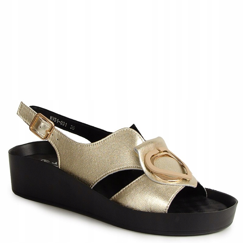 S.barski KV51-031 Zlaté Kožené Sandály S Ozdobou 40