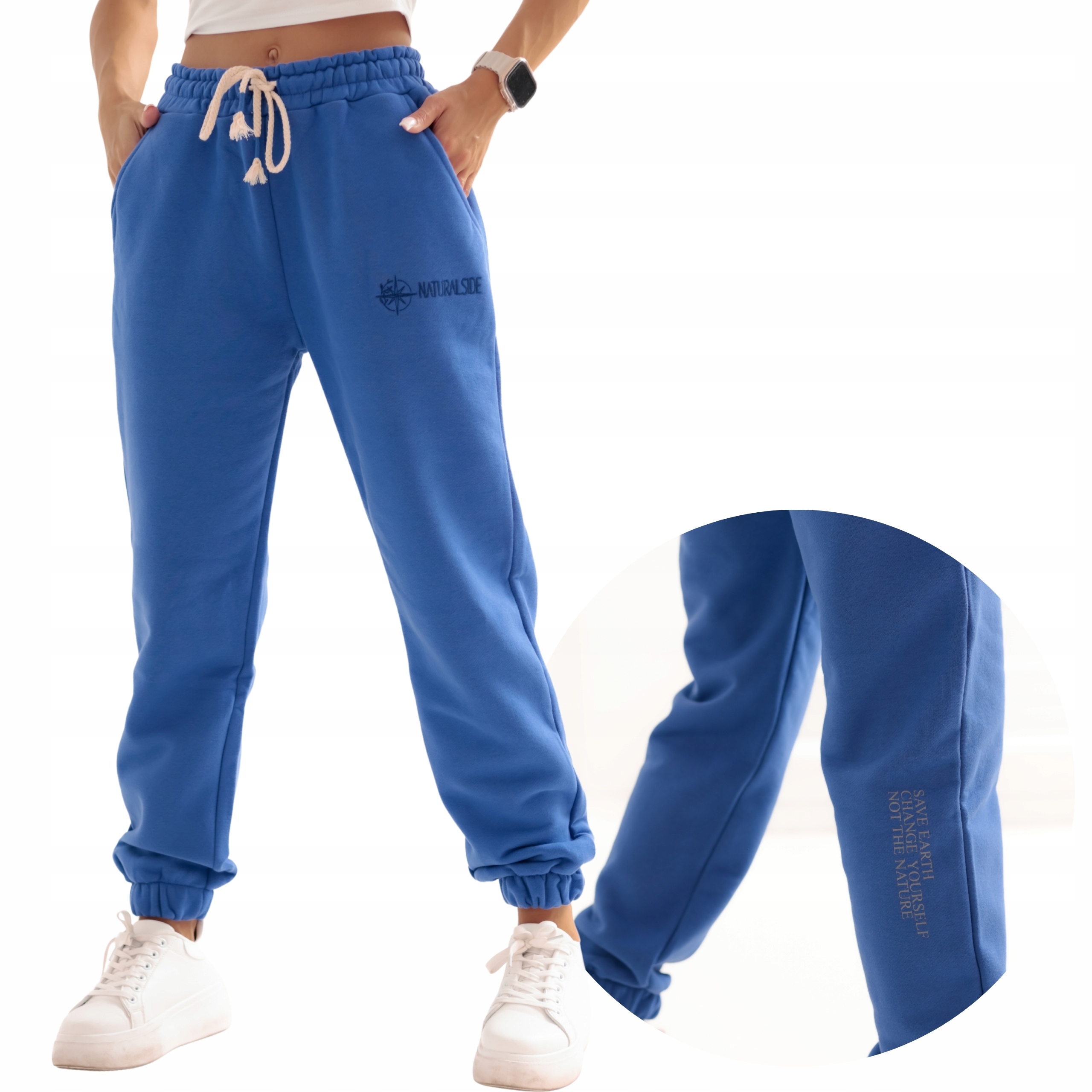 Dámské volné Teplákové kalhoty volného střihu s gumičkou, modré, dárek Xs/s